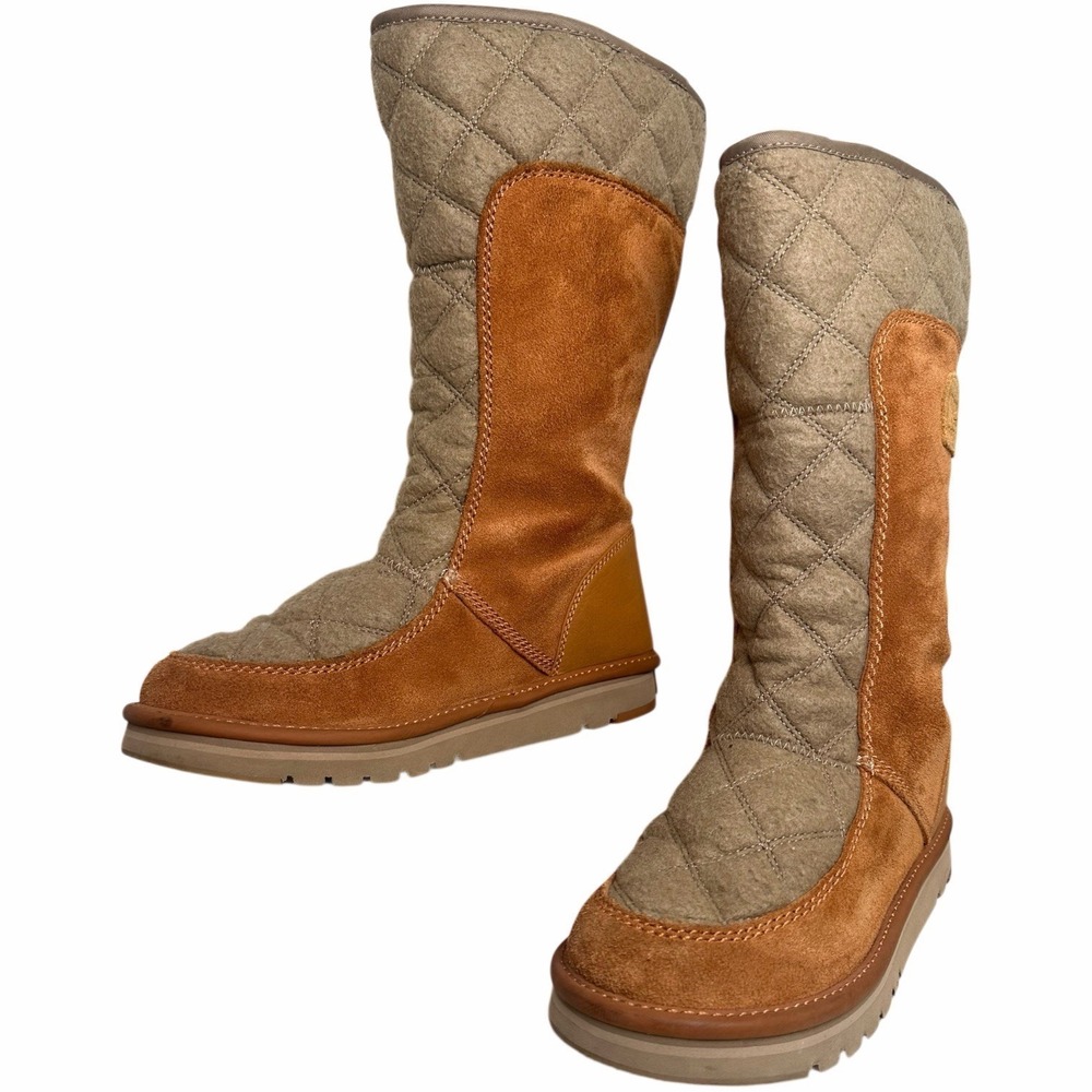 Sorel Campus Tall Winter Snow Boots Quilted‎ Suede Pull-On Womens 7.5 Gorpcore
